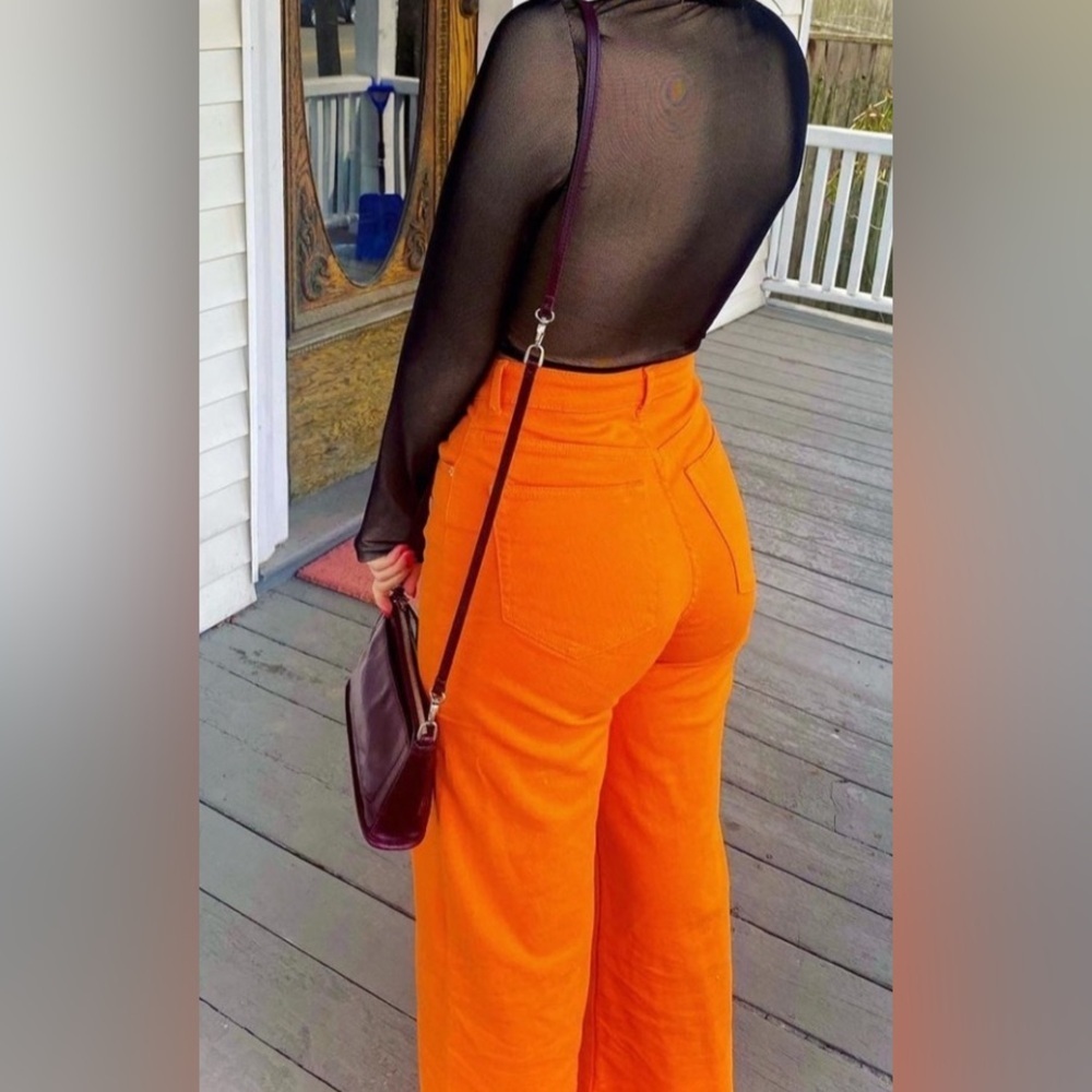Women's Wide Leg Jeans  Flare Size 16 Orange  16  SKU 21